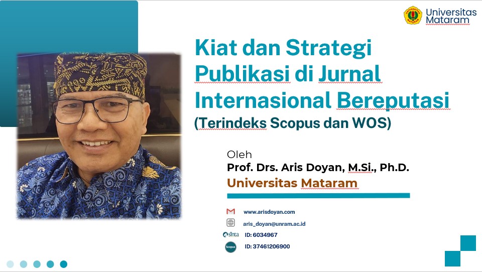 Workshop UPA. Perpustakaan Universitas Mataram dengan Tema “Publikasi Internasional sebagai Pilar Peningkatan Daya Saing Akademik”